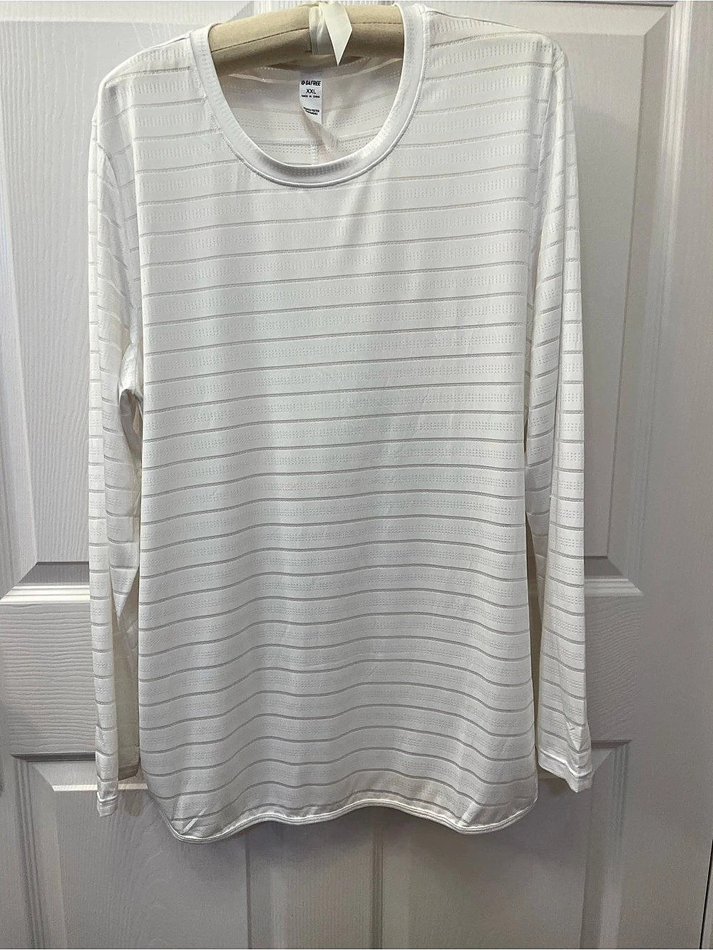 G4Free Women’s Long Sleeve Striped Tee in White Size XXL